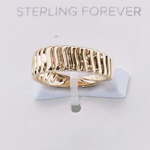 Sterling Forever Ring Size 9 14K Gold Plated Luna Textured Row Ring Minimalist
